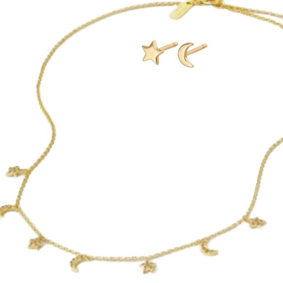 Great Set Melinda Maria Starry Night Necklace Gold Diamondettes Bonus Earrings - Picture 2 of 7